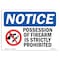 Signmission Sign, 7" H, 10" W, Rigid Plastic, NOTICE Possession Of Firearms Strictly Prohibited Sign, Landscape OS-NS-P-710-L-16398 - alternate 1
